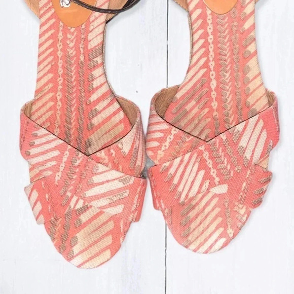 Coach Henley Print Open-toe Fabric Wedge Sandals Size 10 - Picture 3 of 6